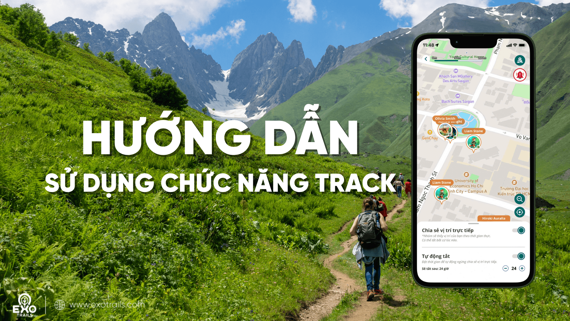 Chức Năng Track: Theo dõi vị trí nhóm trên mọi hành trình