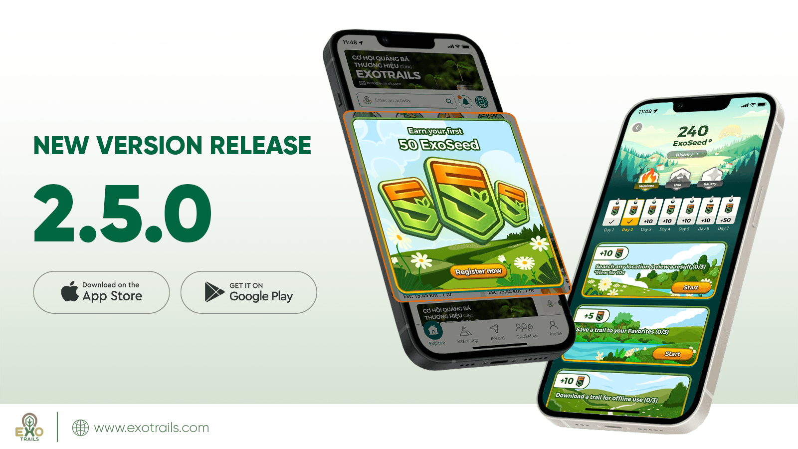 ExoTrails 2.5.0 - Launches ExoSeed, Rewarding Every Outdoor Journey